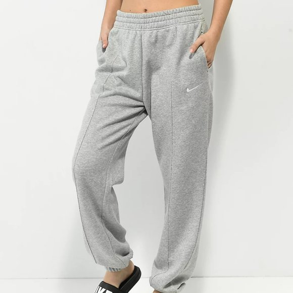 nike mini metallic swoosh oversized joggers in cream